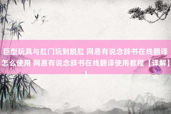 巨型玩具与肛门玩到脱肛 网易有说念辞书在线翻译怎么使用 网易有说念辞书在线翻译使用教程【详解】