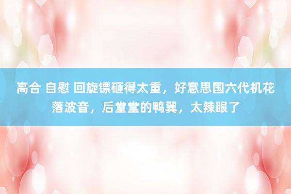 高合 自慰 回旋镖砸得太重，好意思国六代机花落波音，后堂堂的鸭翼，太辣眼了