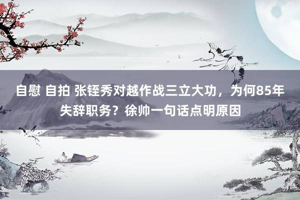 自慰 自拍 张铚秀对越作战三立大功，为何85年失辞职务？徐帅一句话点明原因