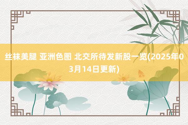丝袜美腿 亚洲色图 北交所待发新股一览(2025年03月14日更新)