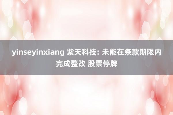 yinseyinxiang 紫天科技: 未能在条款期限内完成整改 股票停牌