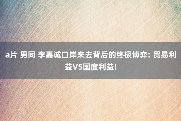 a片 男同 李嘉诚口岸来去背后的终极博弈: 贸易利益VS国度利益!