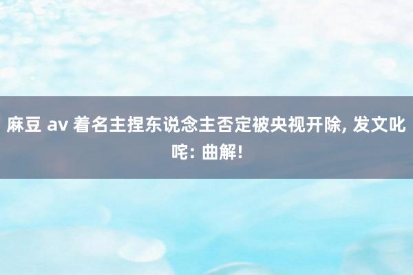 麻豆 av 着名主捏东说念主否定被央视开除, 发文叱咤: 曲解!