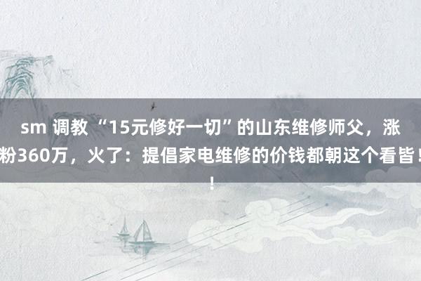 sm 调教 “15元修好一切”的山东维修师父，涨粉360万，火了：提倡家电维修的价钱都朝这个看皆！